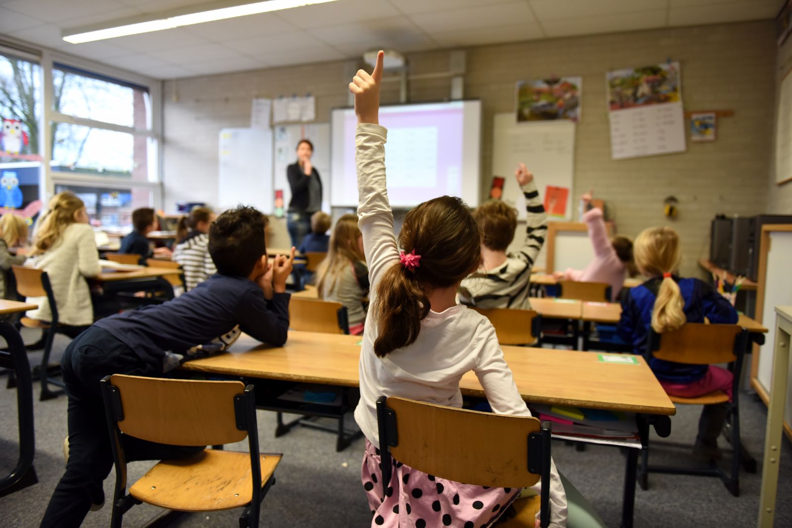 Students seated in a classroom at school